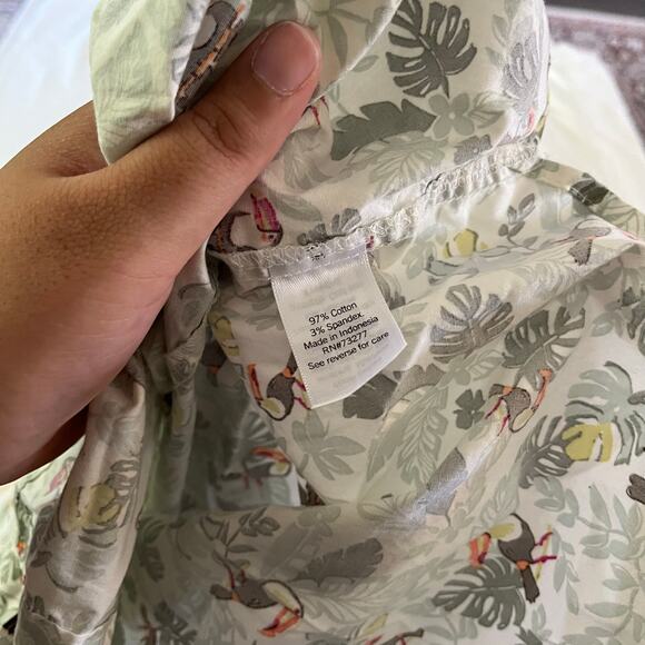 Croft & Barrow Long Sleeve Casual Button Up Plus Sz 1X Toucan Bird Green Leaf - Picture 7 of 8